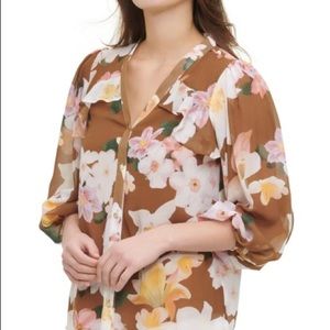 NWT Calvin Klein Floral Blouse sz XS